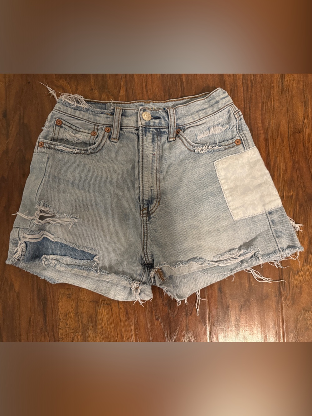 American Eagle Outfitters Light Blue Distressed Denim Shorts